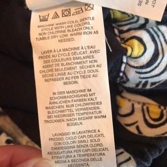 J. Crew Navy White Yellow Leaf Linen Joggers Pants - Picture 3 of 4